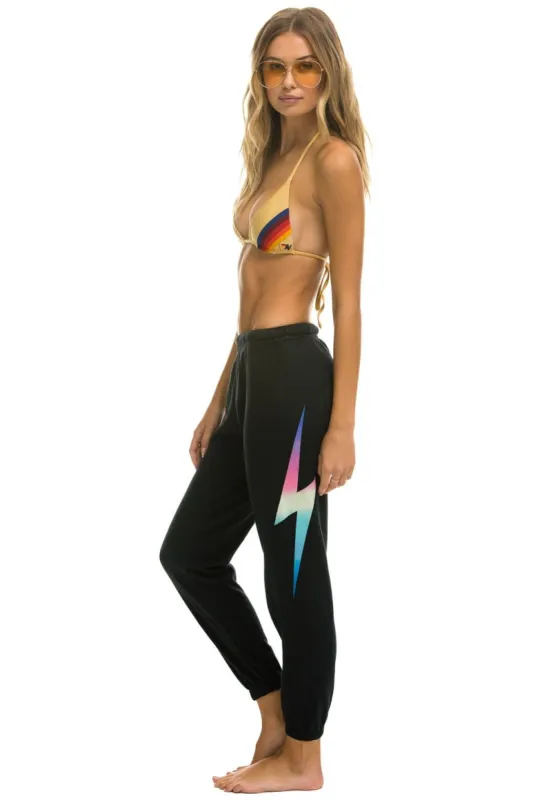 LIGHT WEIGHT BOLT SWEATPANTS - CHARCOAL // RAINBOW PINK sold by Aviator Nation