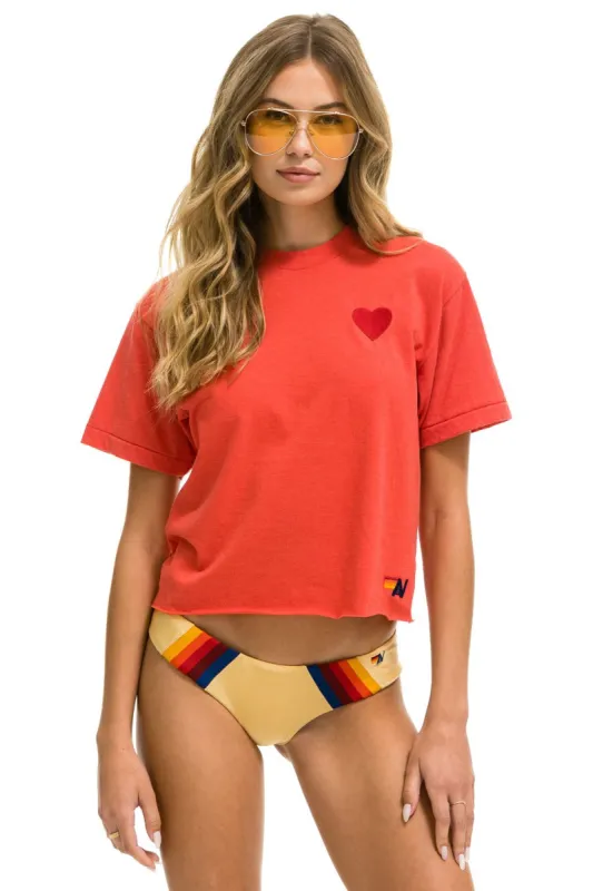 HEART EMBROIDERY BOYFRIEND TEE - RED sold by Aviator Nation
