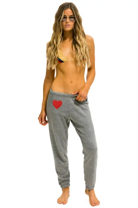 HEART EMBROIDERY SWEATPANTS - HEATHER GREY sold by Aviator Nation