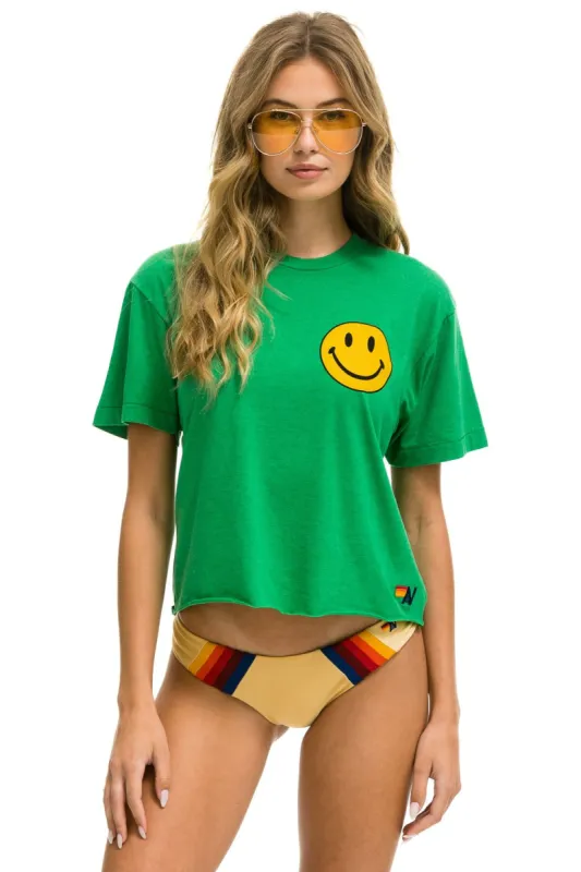 SMILEY CHASING RAINBOWS BOYFRIEND TEE - KELLY GREEN sold by Aviator Nation