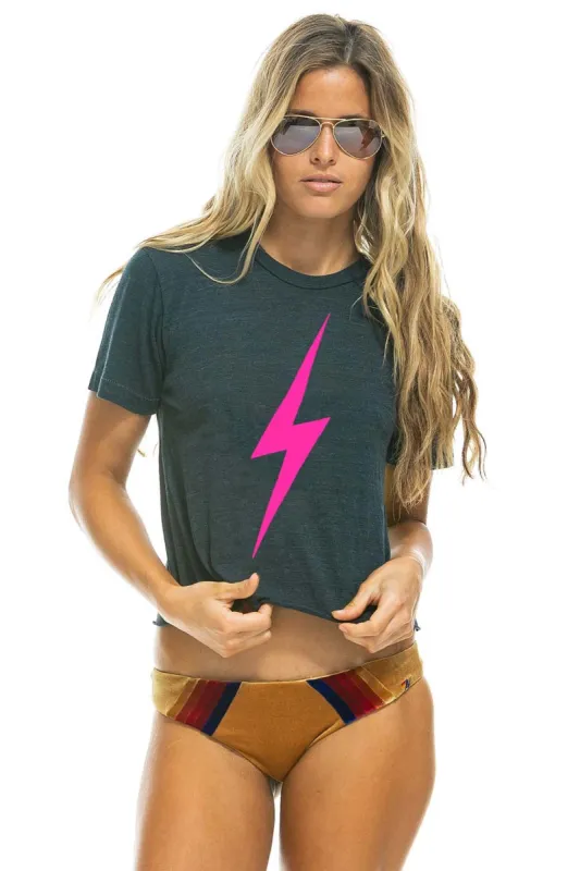 BOLT BOYFRIEND TEE - CHARCOAL // NEON PINK sold by Aviator Nation