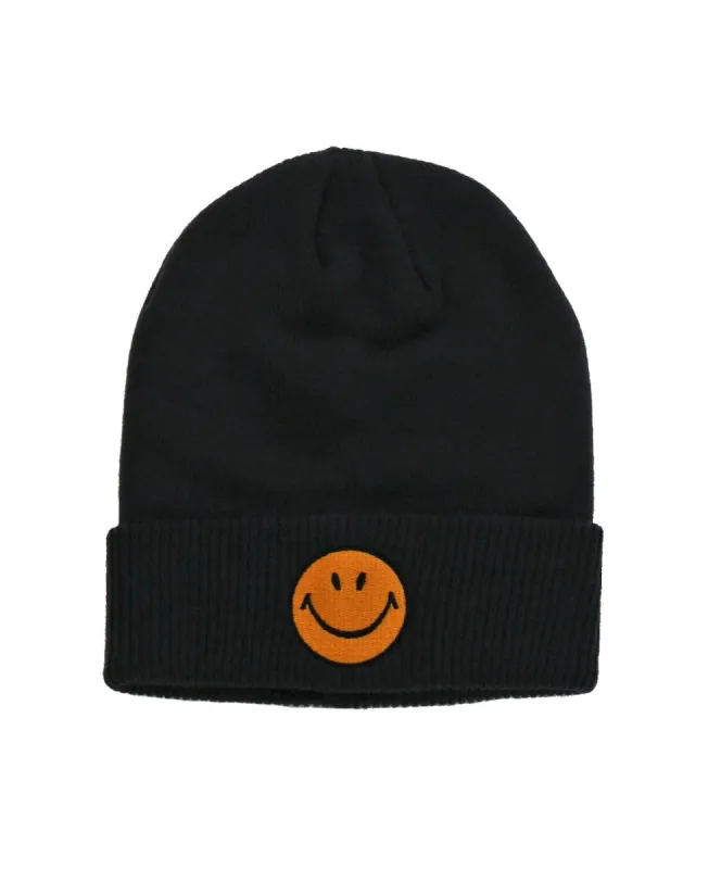 SMILEY BEANIE - BLACK sold by Aviator Nation