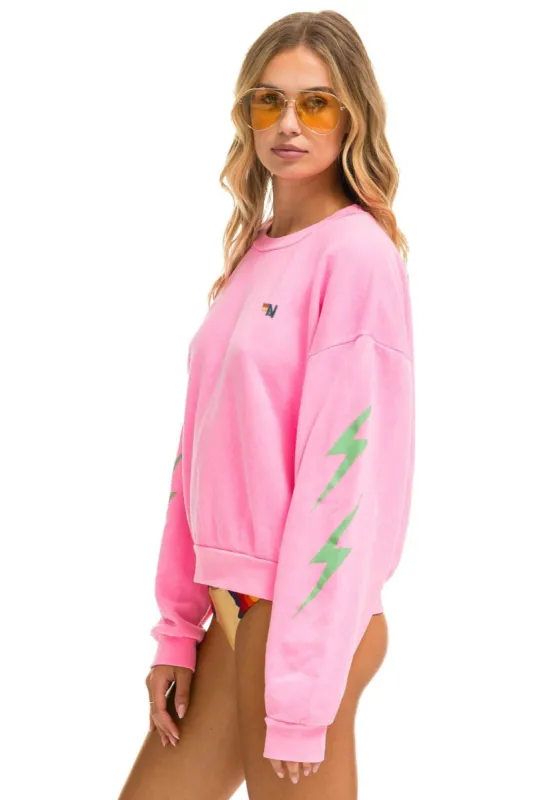 BOLT 4 RELAXED CREW SWEATSHIRT - NEON PINK // MINT sold by Aviator Nation