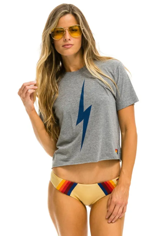 BOLT BOYFRIEND TEE - HEATHER GREY // NAVY BOLT sold by Aviator Nation
