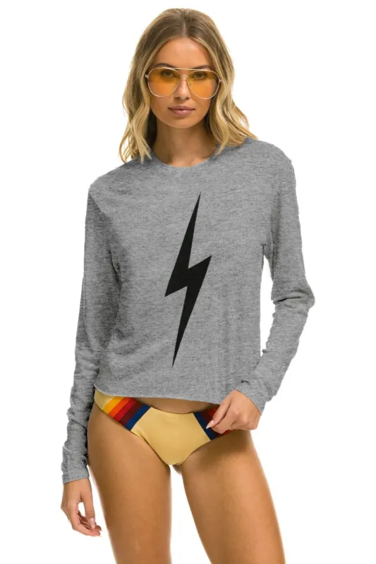 BOLT LONG SLEEVE BOYFRIEND TEE - HEATHER GREY sold by Aviator Nation