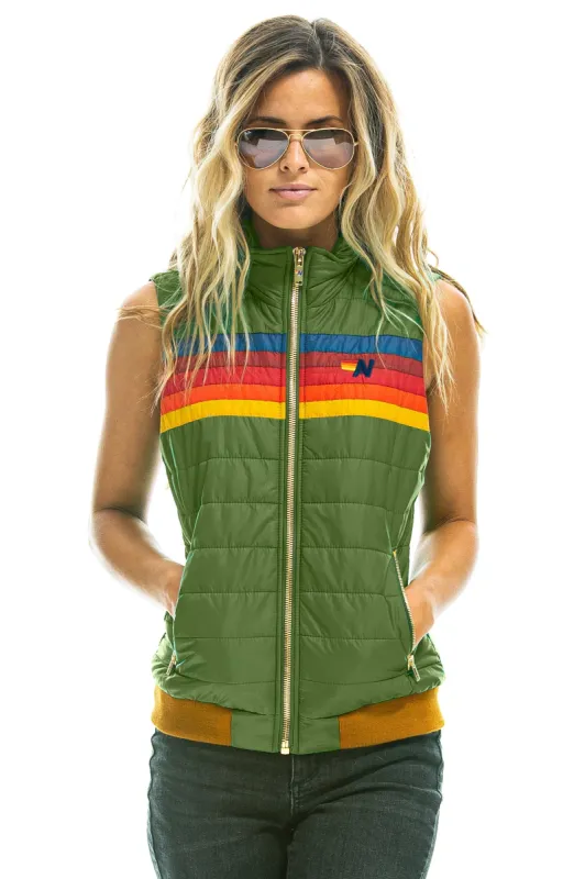 WOMEN'S 5 STRIPE VEST - GARDEN GREEN made by Aviator Nation