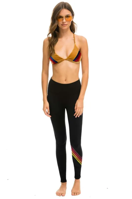 CHEVRON FULL LENGTH HI-RISE LEGGING - BLACK // RED STRIPES sold by Aviator Nation