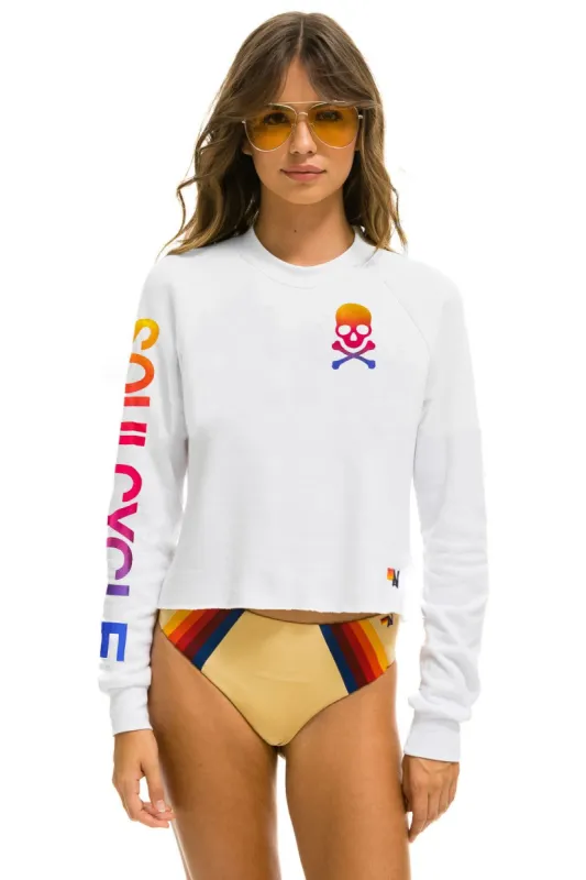 SOUL FADED SKULL CROPPED CLASSIC CREW SWEATSHIRT - WHITE made by Aviator Nation