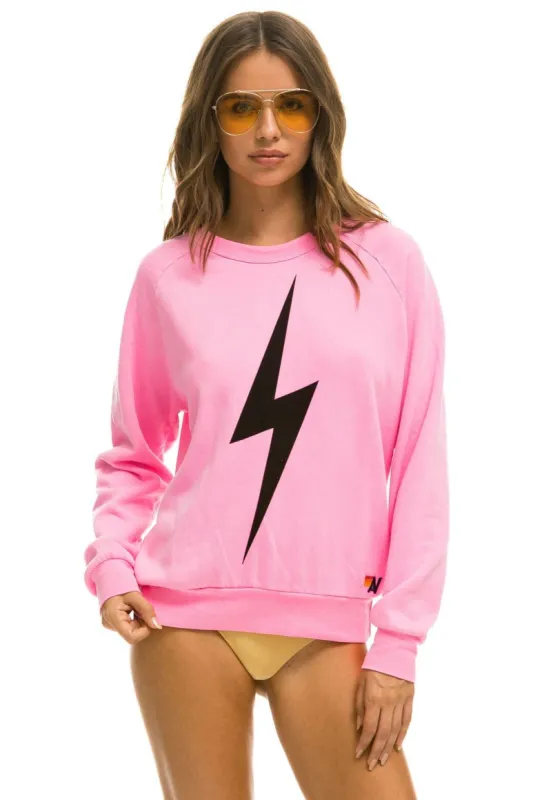 BOLT CREW SWEATSHIRT - NEON PINK sold by Aviator Nation