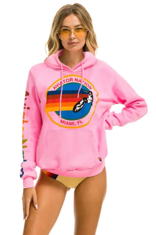 AVIATOR NATION MIAMI PULLOVER HOODIE - NEON PINK sold by Aviator Nation