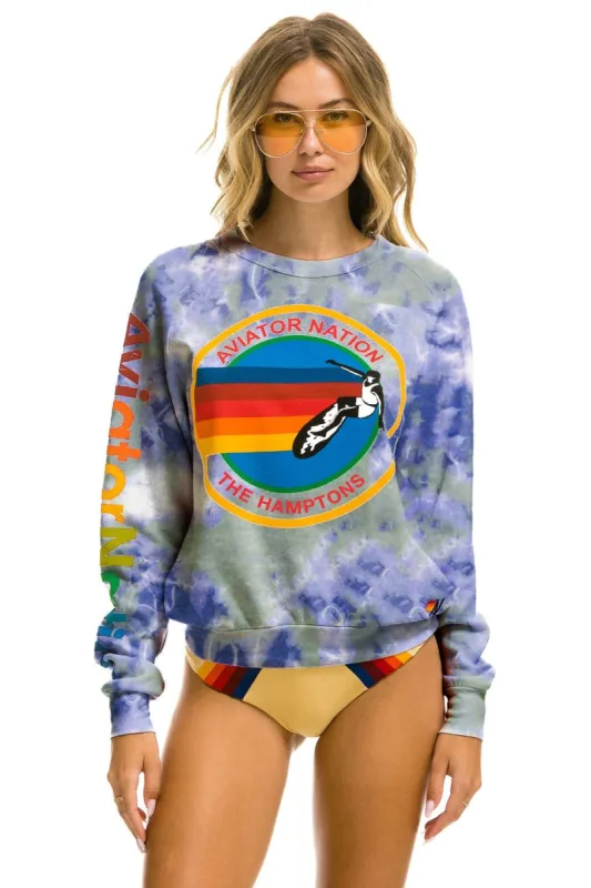 AVIATOR NATION HAMPTONS CREW SWEATSHIRT - TIE DYE CLOUD PURPLE sold by Aviator Nation