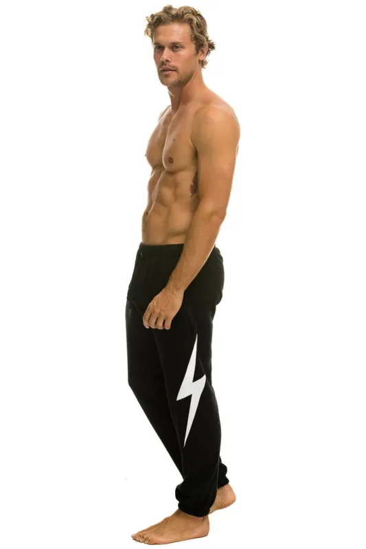 BOLT SWEATPANTS - BLACK // WHITE sold by Aviator Nation