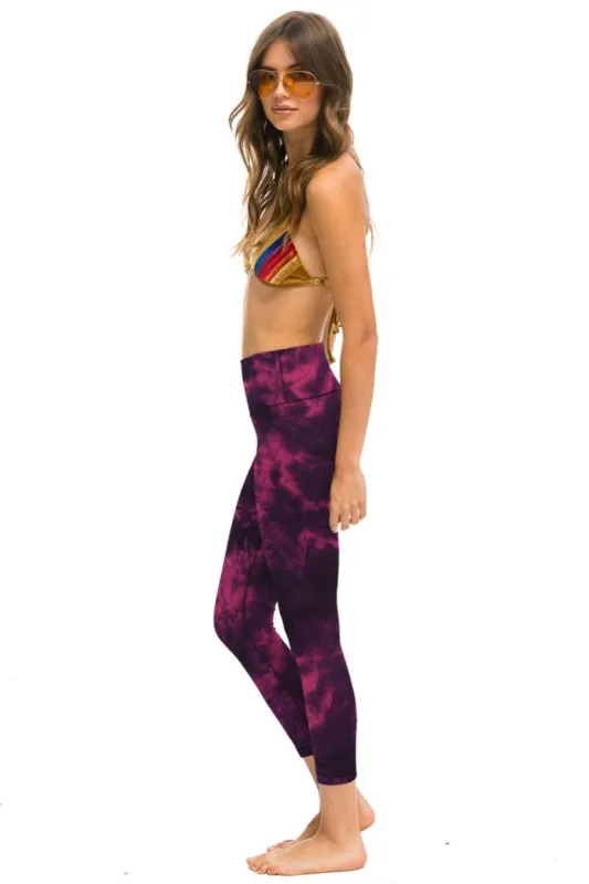HAND DYED CROPPED HI-RISE LEGGINGS - TIE DYE ROSE sold by Aviator Nation