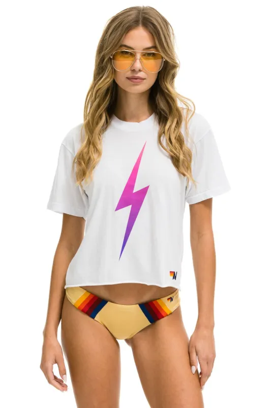 BOLT FADE BOYFRIEND TEE - WHITE // PINK PURPLE sold by Aviator Nation