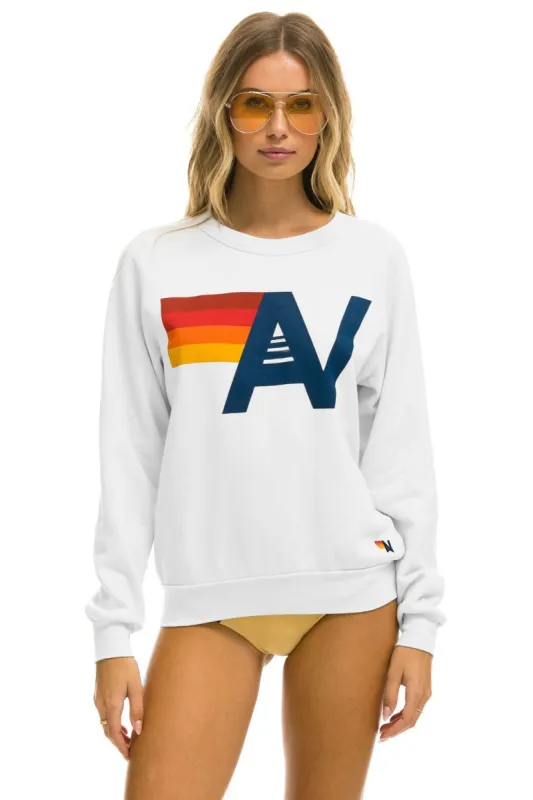 LOGO LIGHT WEIGHT CREW SWEATSHIRT - WHITE sold by Aviator Nation
