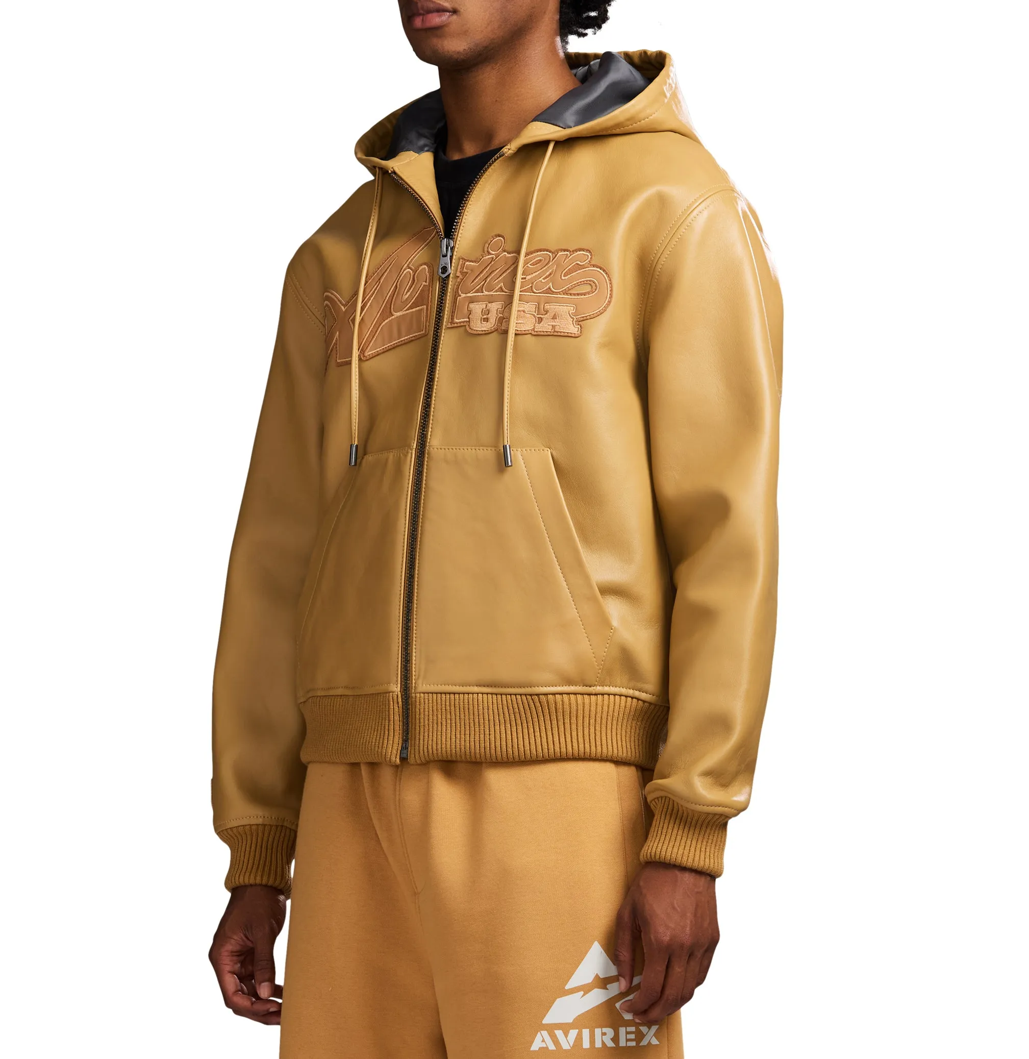 SCRIPT NAPPA LEATHER HOODIE sold by Avirex product image thumbnail 4