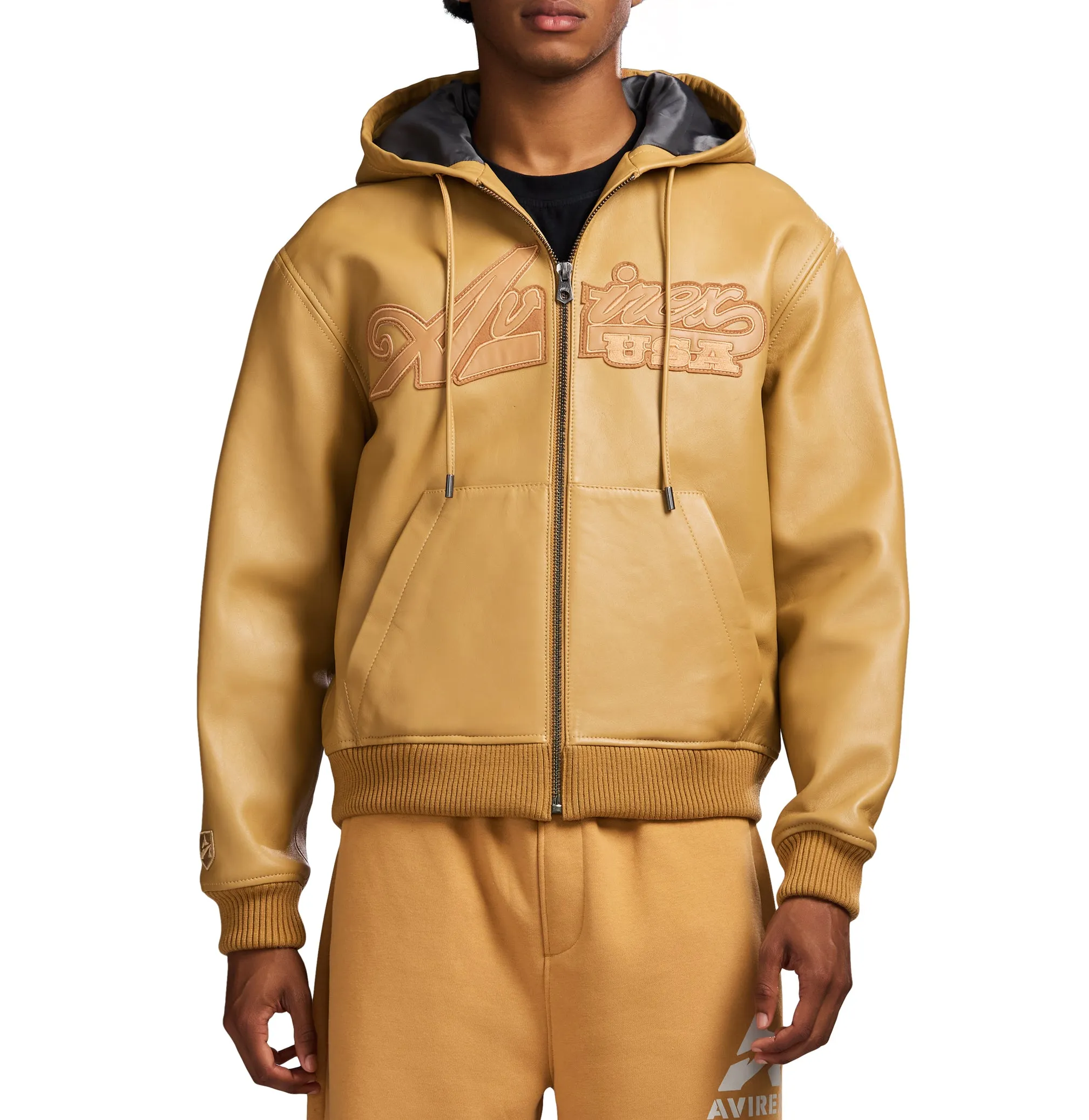 SCRIPT NAPPA LEATHER HOODIE sold by Avirex product image thumbnail 3