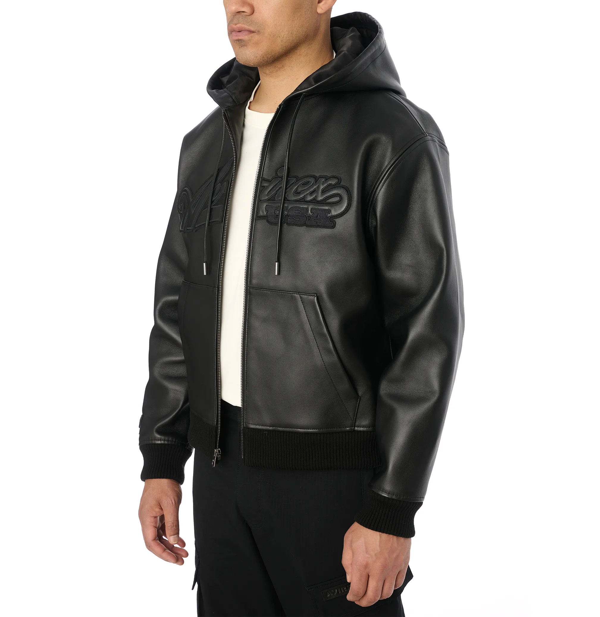 SCRIPT NAPPA LEATHER HOODIE sold by Avirex product image thumbnail 4