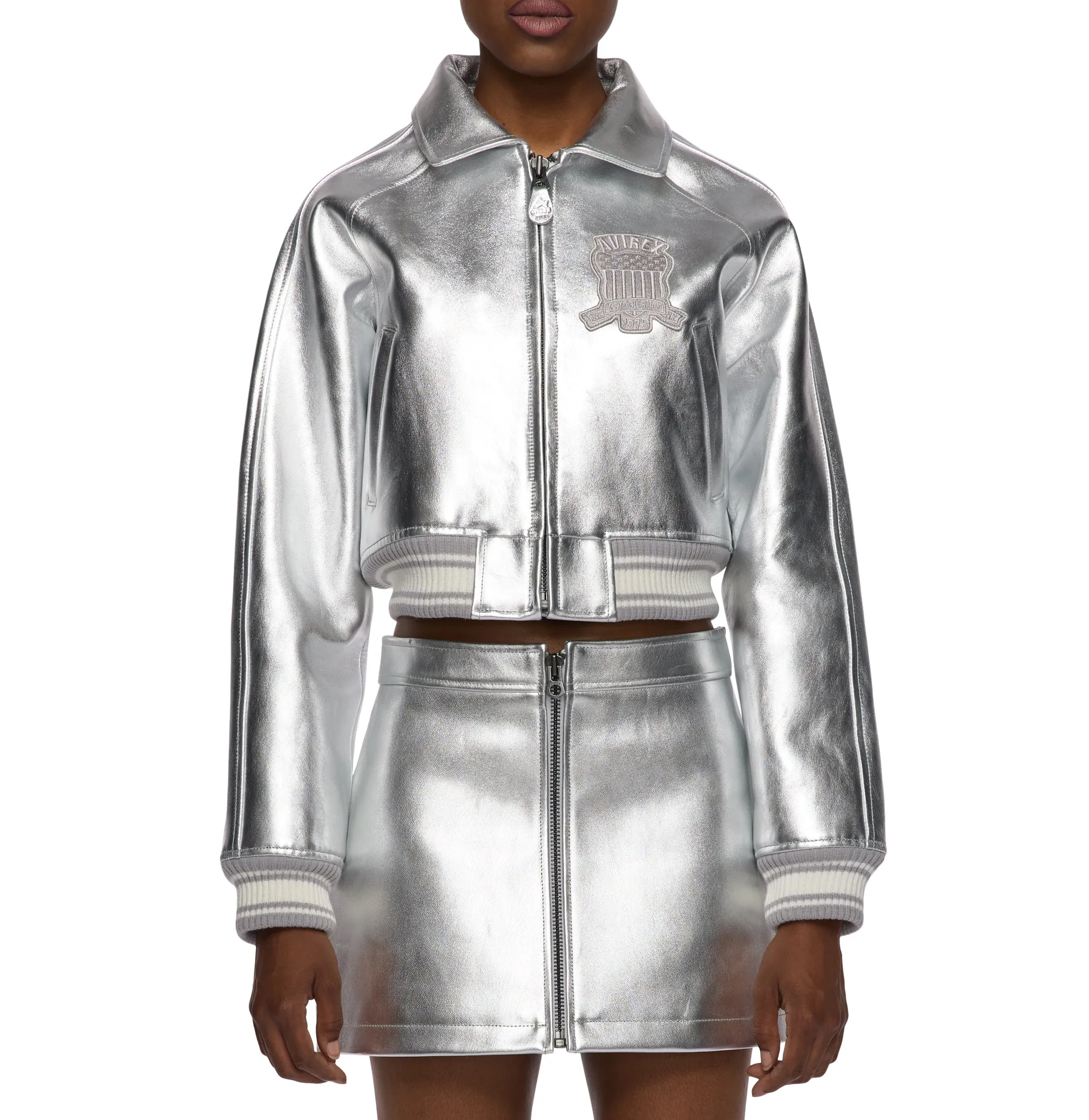 LIMITED EDITION CROPPED METALLIC ICON JACKET sold by Avirex product image thumbnail 3