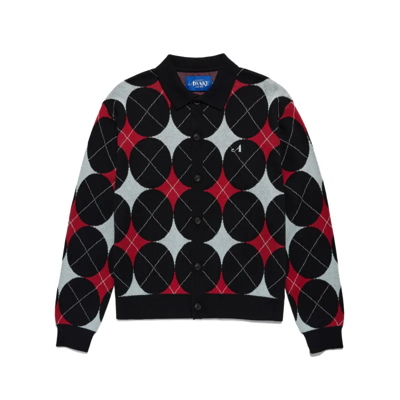 Argyle Knit Collared Cardigan sold by Awake