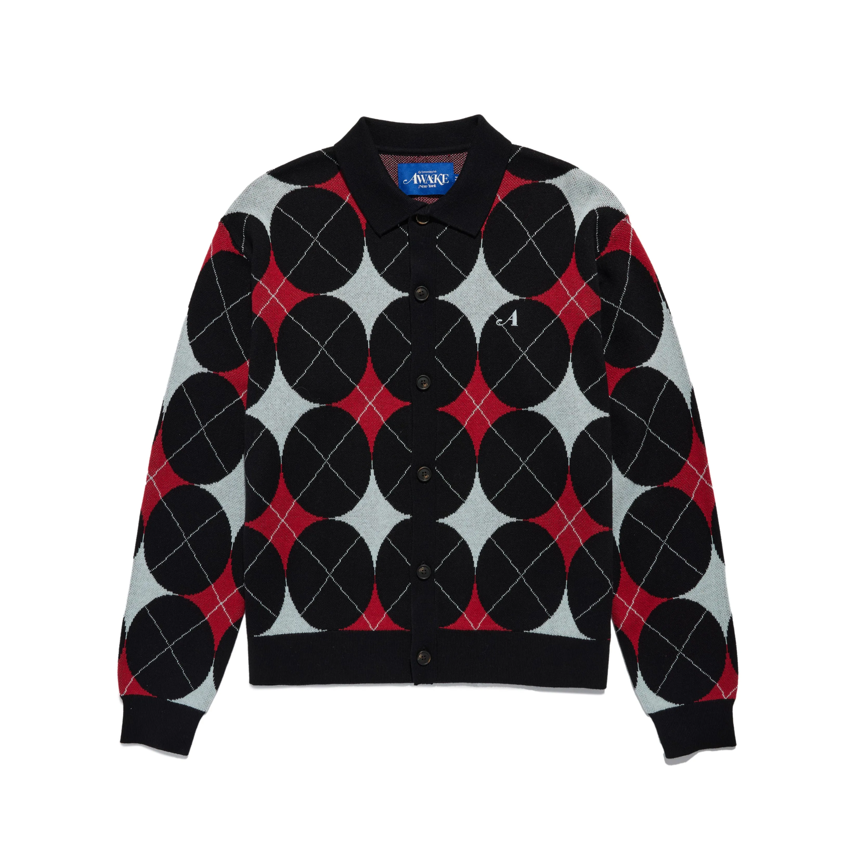 Argyle Knit Collared Cardigan sold by Awake