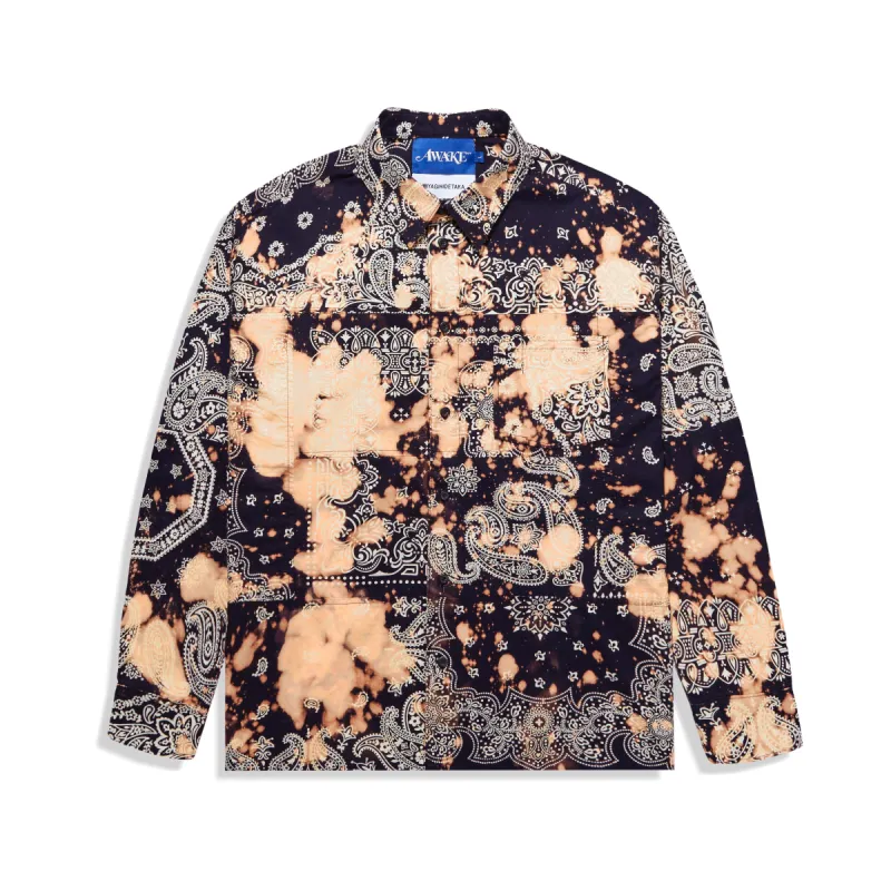 Awake NY & MIYAGIHIDETAKA Bleached Bandana Shirt made by Awake