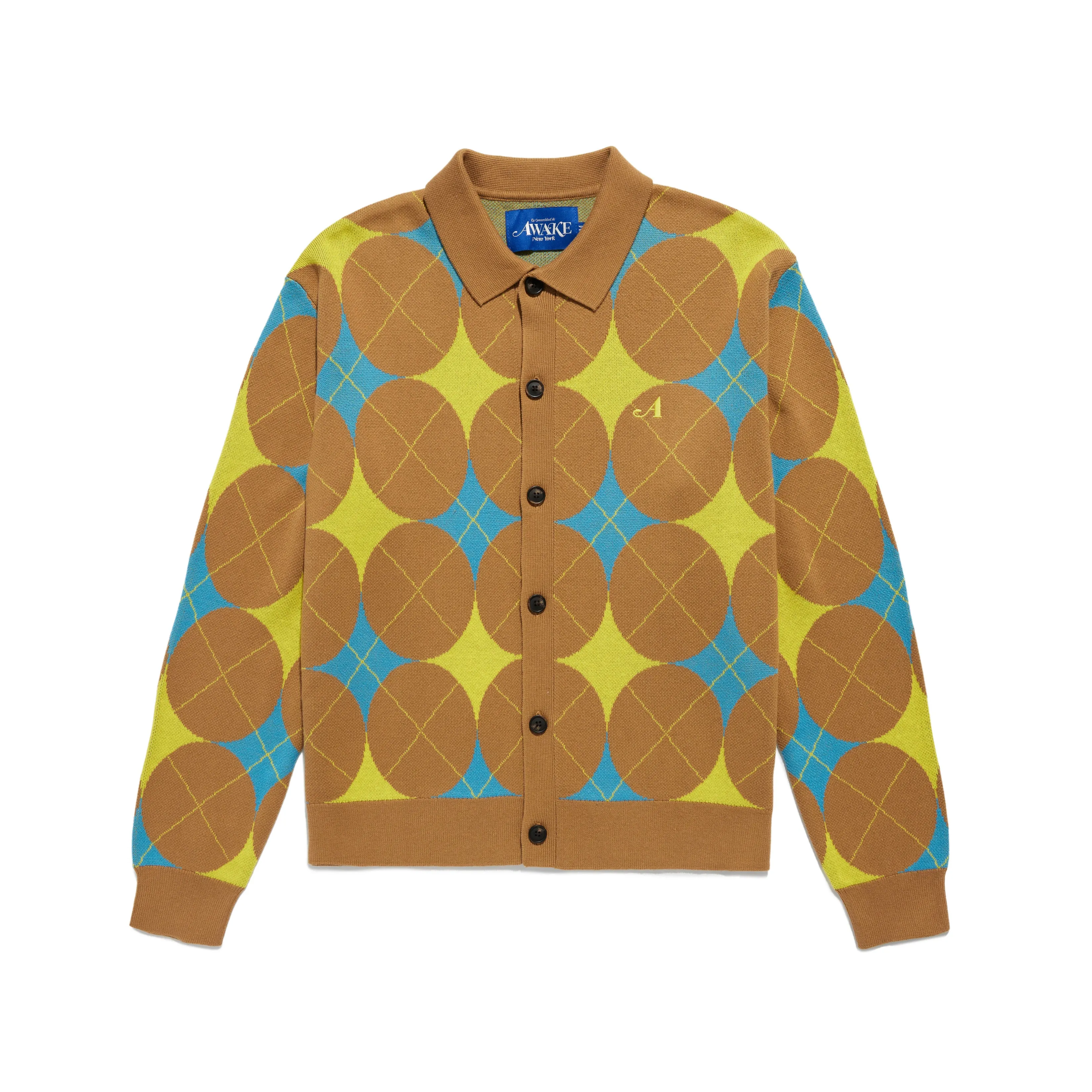 Argyle Knit Collared Cardigan sold by Awake