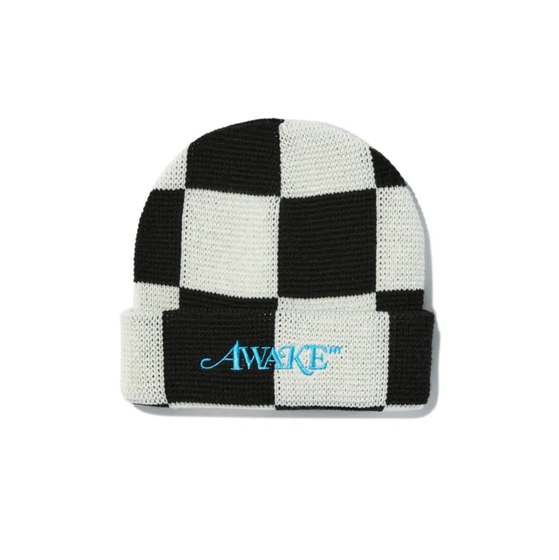 Checkered Embroidered Classic Logo Beanie sold by Awake