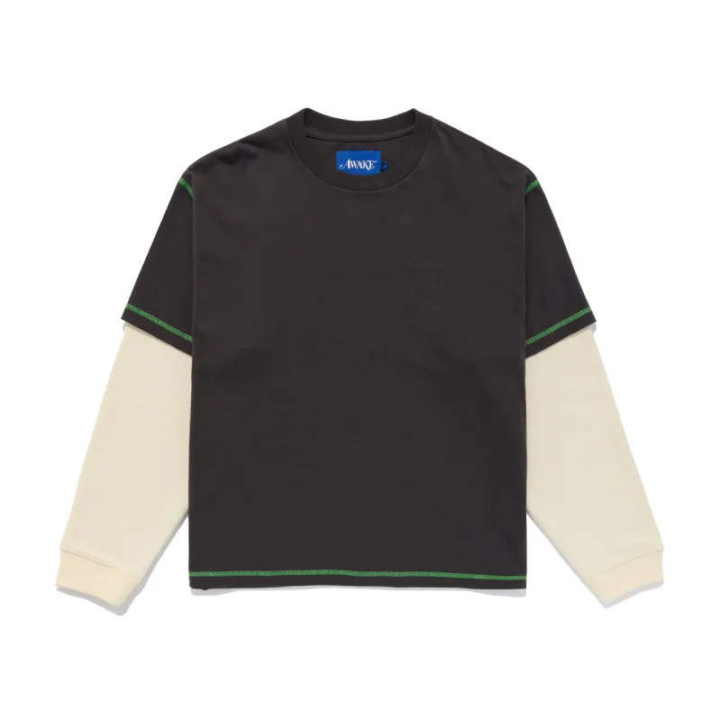 Waffle Layered Contrast Stitch Tee sold by Awake