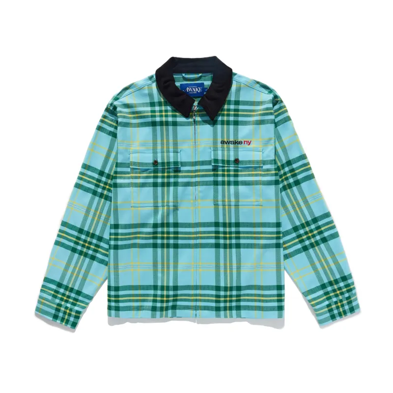 Plaid Flannel Zip-up Shirt made by Awake