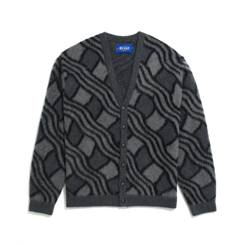 Wavy Jacquard Mohair Cardigan made by Awake
