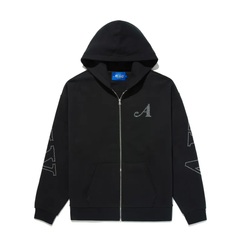 Rhinestone Serif Zip Up Hoodie sold by Awake