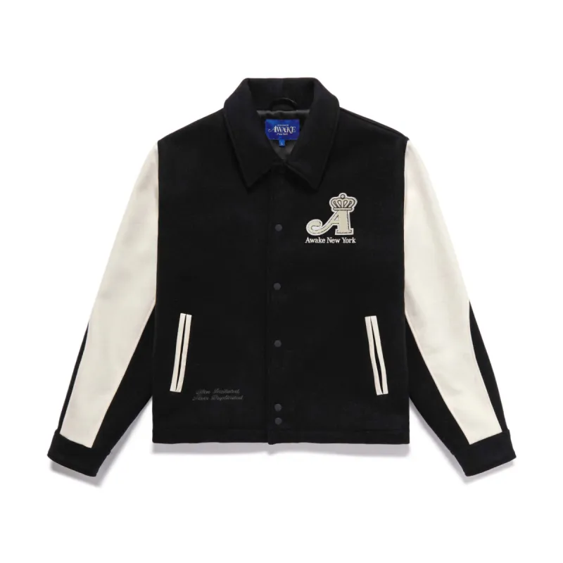 Crown Embroidered Varsity Jacket made by Awake