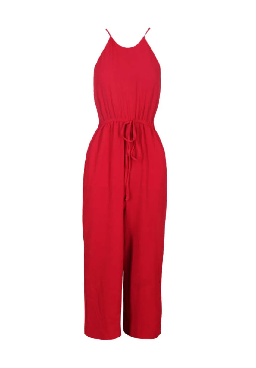 Red High Neck Culotte Jumpsuit sold by AX Paris product image thumbnail 4