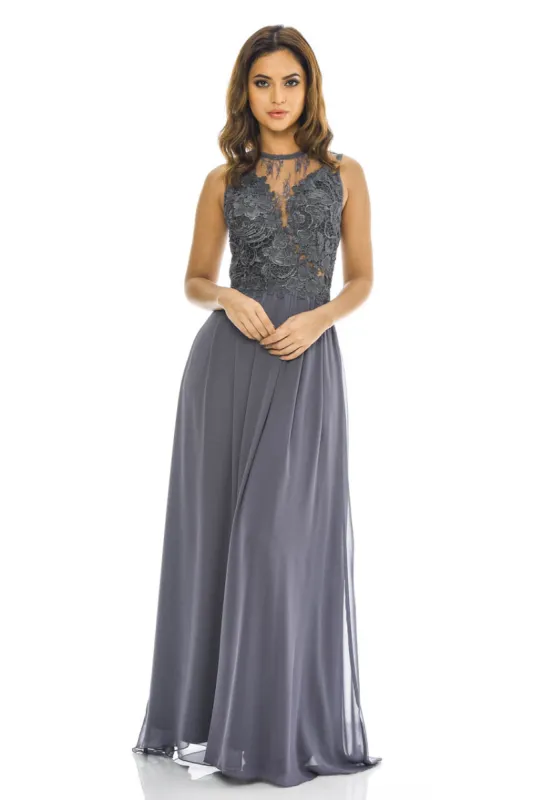 Grey Crochet Top Maxi Dress sold by AX Paris