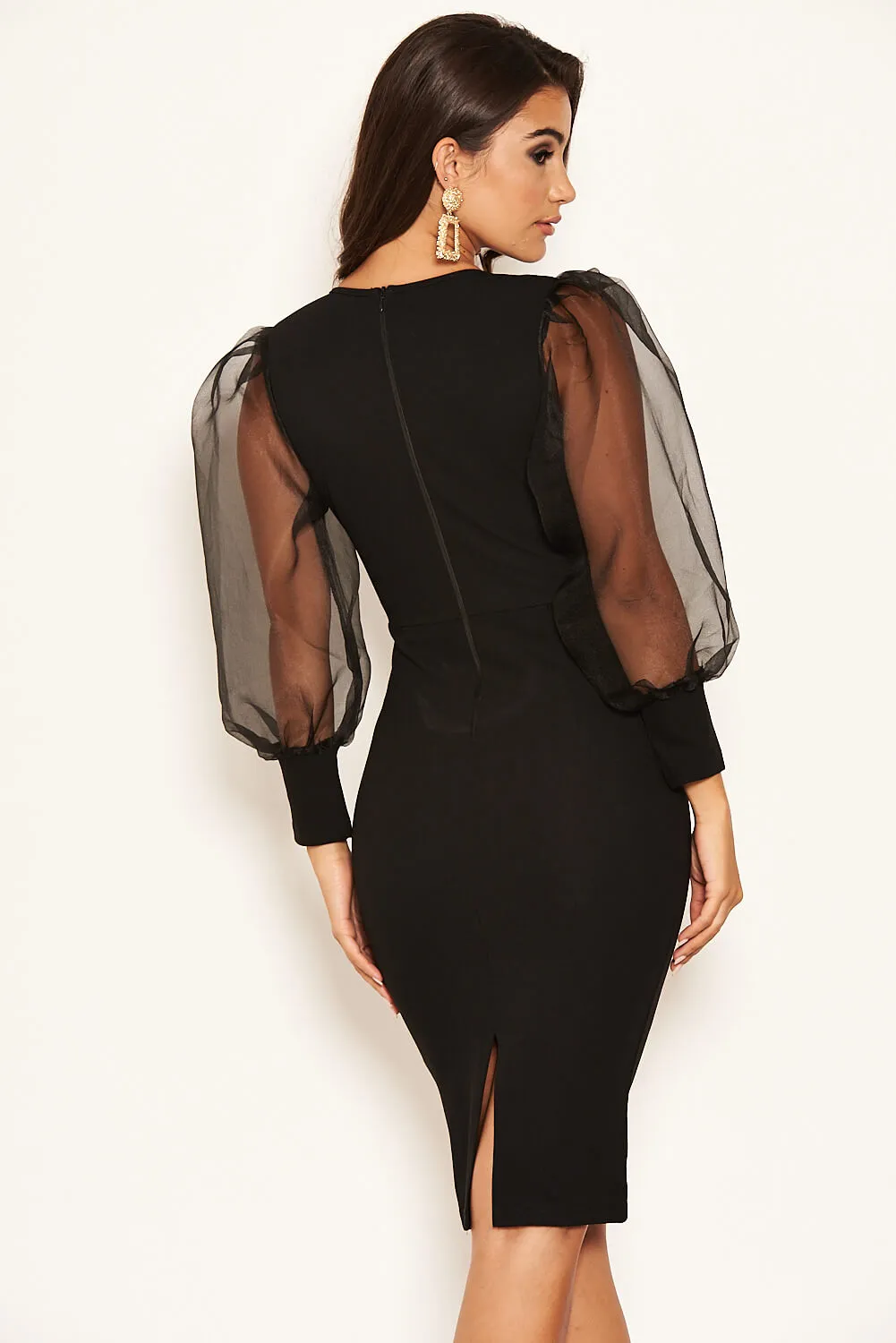 Black Puff Sleeve Midi Dress sold by AX Paris product image thumbnail 5