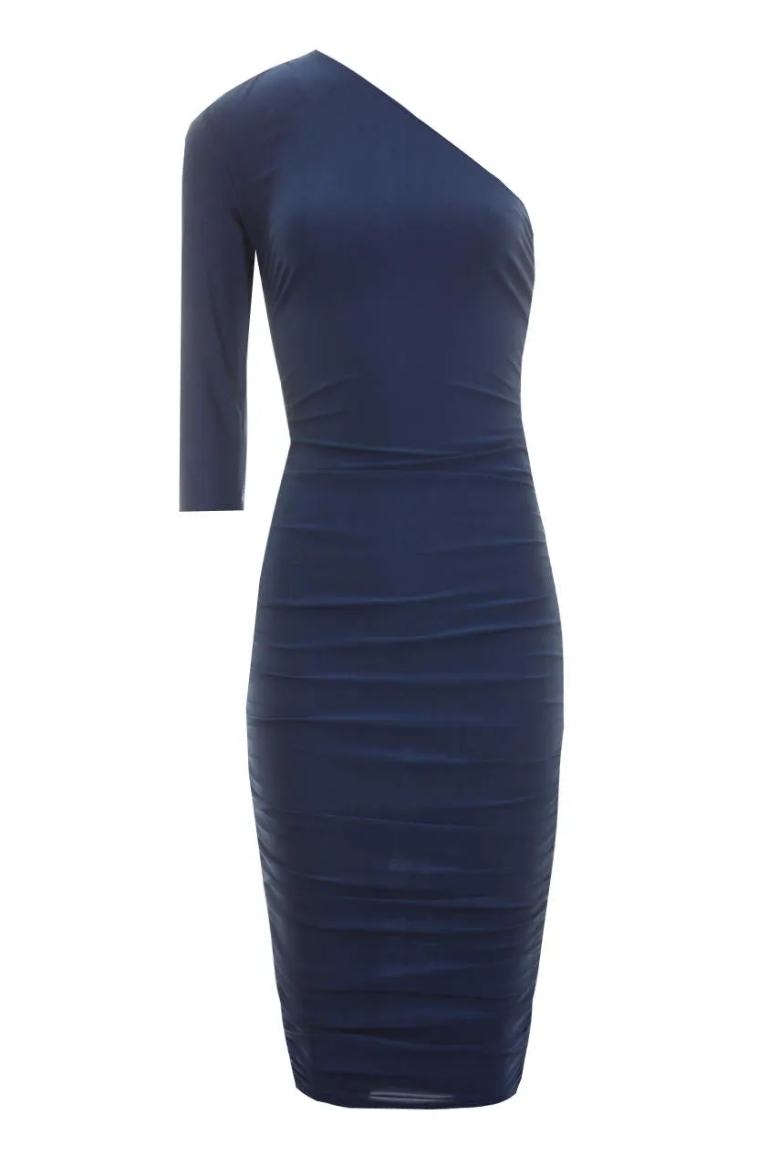 Navy One Sleeve Slinky Midi Dress sold by AX Paris product image thumbnail 4