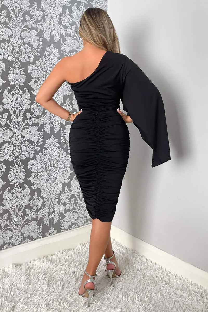 Black Drape Sleeve Bodycon Midi Dress sold by AX Paris product image thumbnail 4