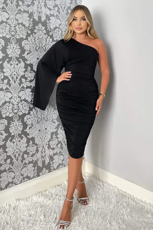 Black Drape Sleeve Bodycon Midi Dress sold by AX Paris