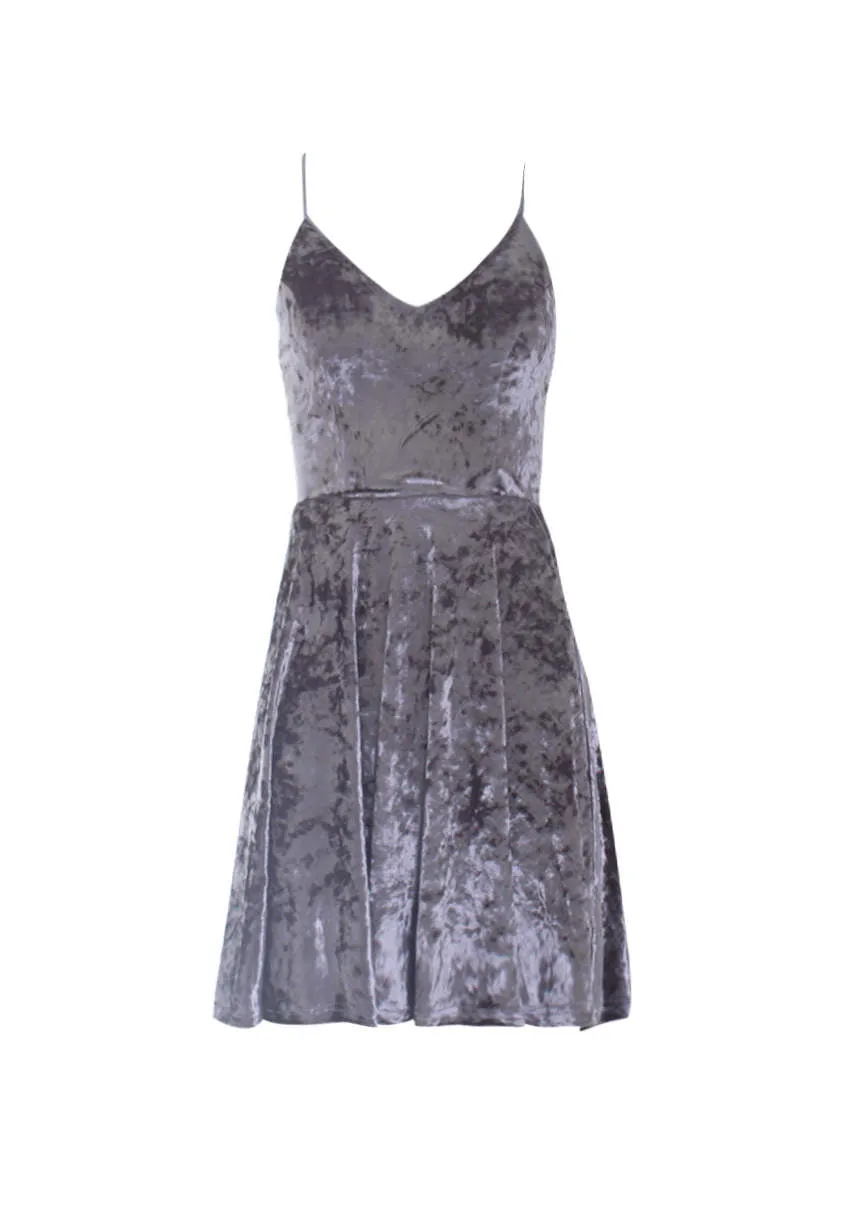 Silver Velvet Skater Dress sold by AX Paris product image thumbnail 4