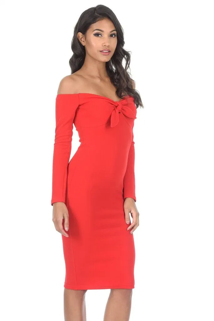 Red Off The Shoulder Midi Dress sold by AX Paris product image thumbnail 2
