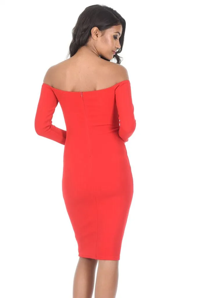 Red Off The Shoulder Midi Dress sold by AX Paris product image thumbnail 3