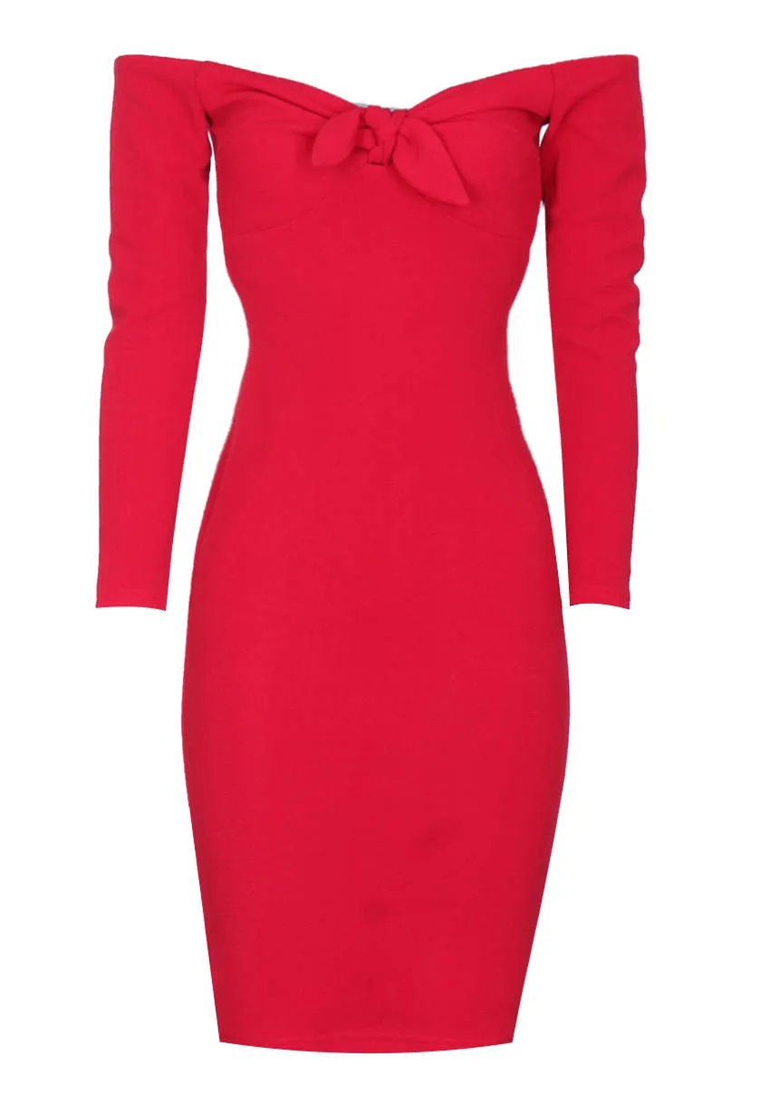 Red Off The Shoulder Midi Dress sold by AX Paris product image thumbnail 4