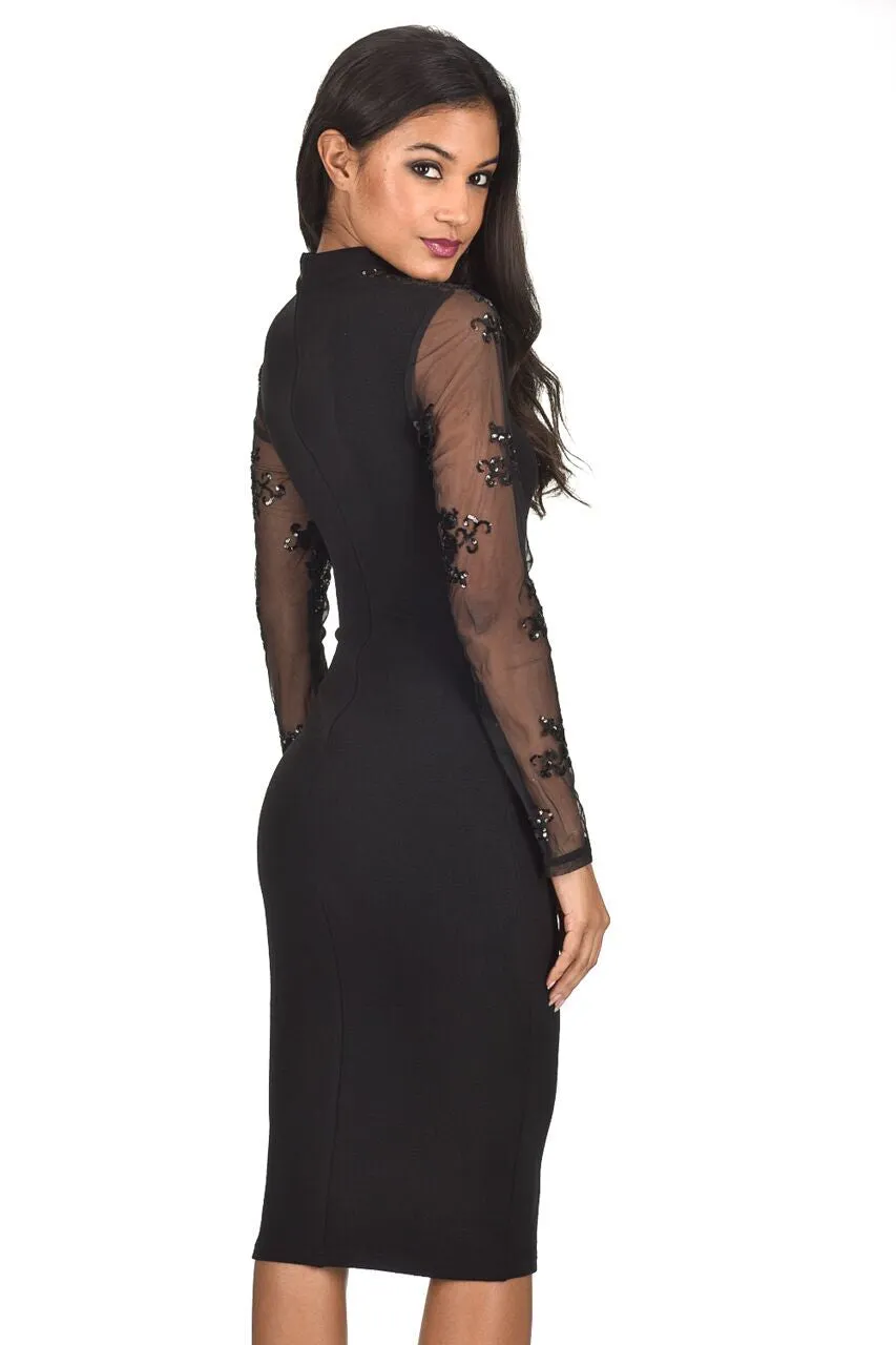 Black Sequin Sleeved Dress sold by AX Paris product image thumbnail 3