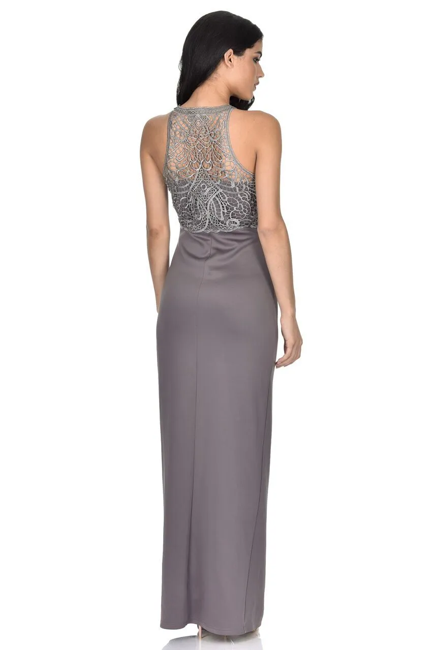 Grey Crochet Top Maxi Dress sold by AX Paris product image thumbnail 3