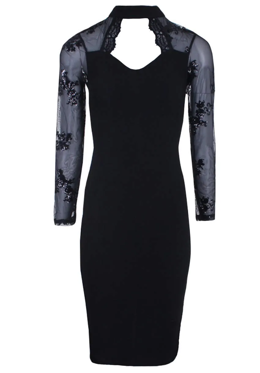 Black Sequin Sleeved Dress sold by AX Paris product image thumbnail 4