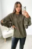 Khaki Printed Gathered Split Sleeve Blouse sold by AX Paris