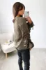 Khaki Printed Gathered Split Sleeve Blouse sold by AX Paris