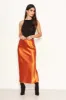 Rust Satin Midi Skirt sold by AX Paris