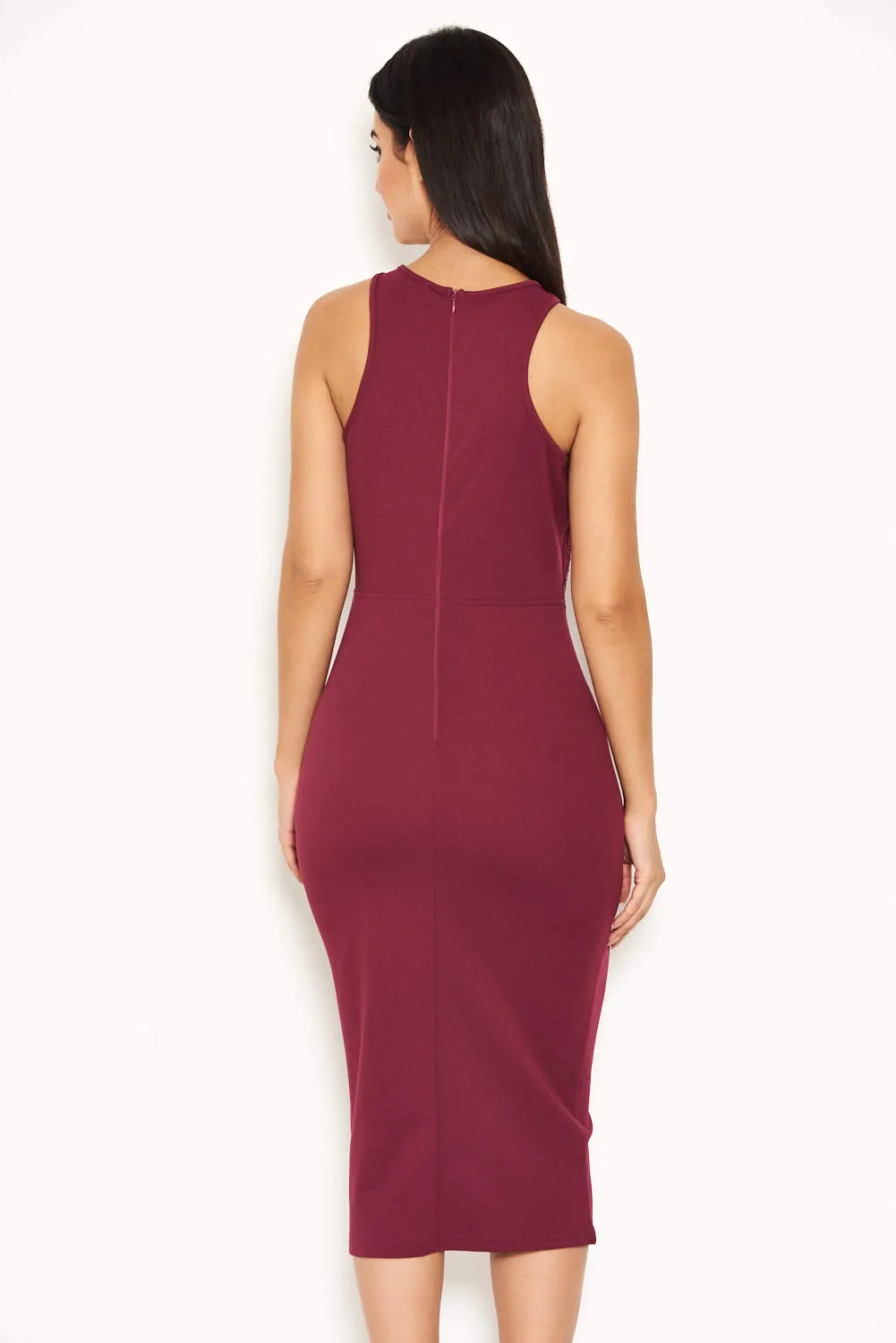 Plum Midi Dress With Lace Top sold by AX Paris product image thumbnail 3
